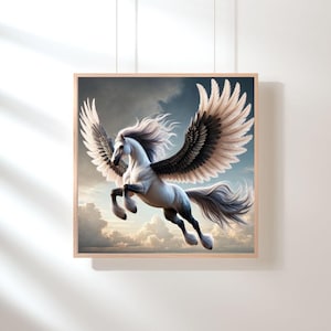 Ethereal Pegasus Digital Art – Mystical Winged Horse for Myth Lovers  | Digital Download, Canvas, Matte Premium Print, Framed options