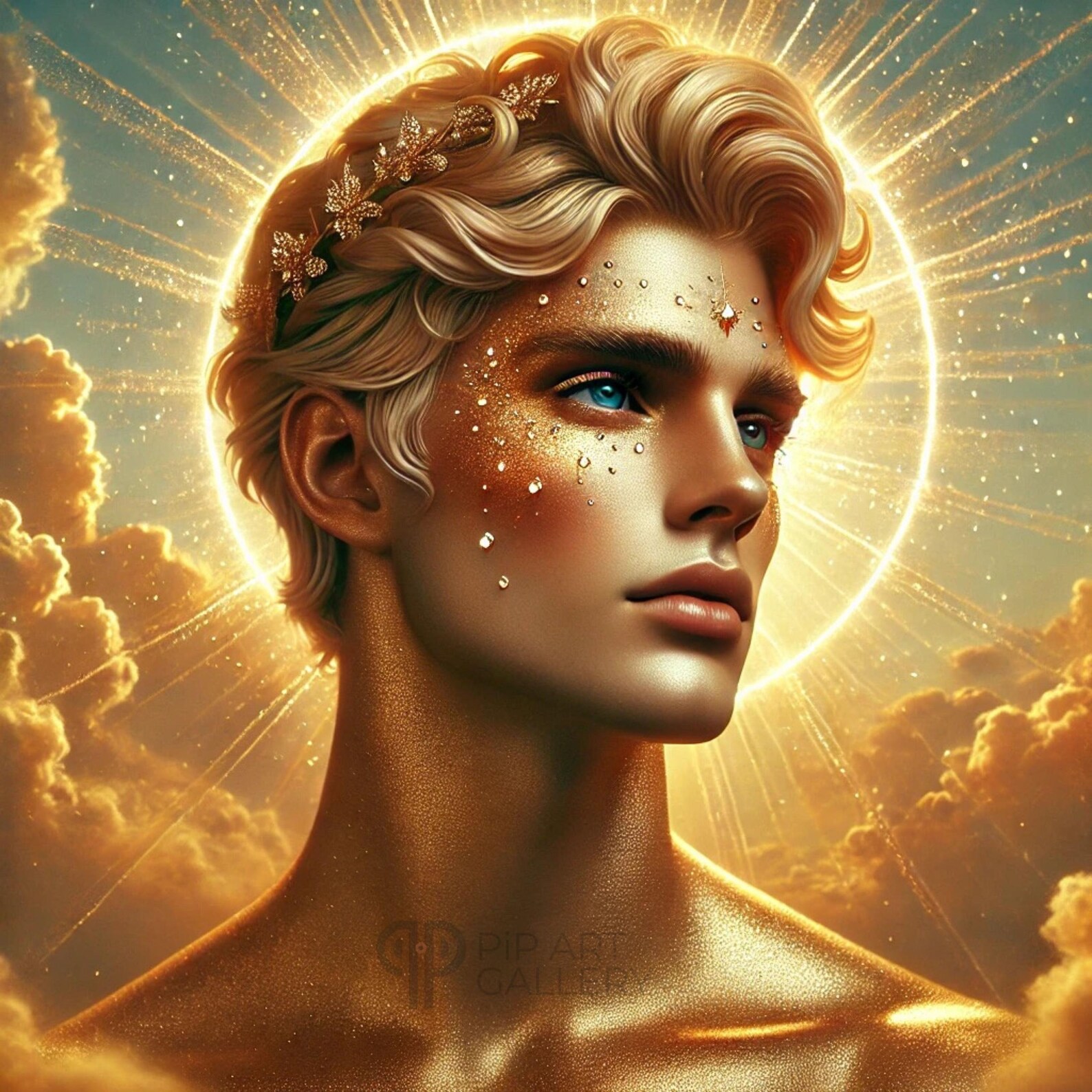 Apollo Greek God Wall Art, Sun God Mythological Decor, Golden Aesthetic ...