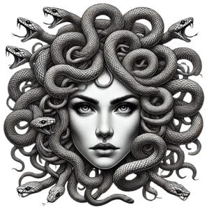 Adesivo in vinile Medusa – Potere femminile mitologico / Arte della dea greca senza bolle / Adesivo impermeabile scuro gotico / Finitura lucida