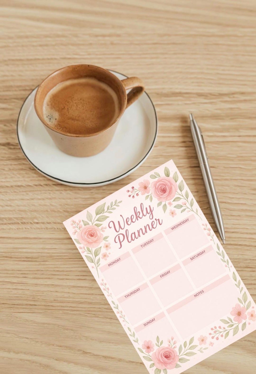Weekly Planner | Pink Floral Weekly Planner | Printable Watercolor ...