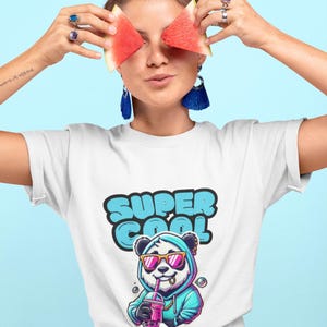 Super Cool Panda T-Shirt  -  Dyed Tshirt -  Graphic Tee  -   T-shirt Desing   -  Crewneck Cotton Shirt