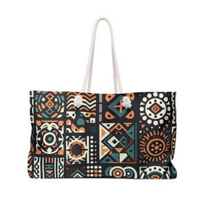 Bolso de fin de semana bohemio: bolso de viaje con estampado étnico, 61 x 33 cm