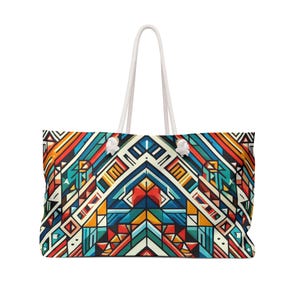 Bolsa de fin de semana geométrica: bolso de viaje colorido, bolso de gimnasio