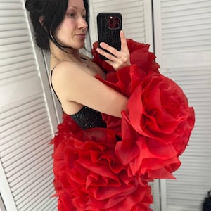 Dramatic Ruffle Flower Cape – Statement Bridal or Evening Shoulder Cover
