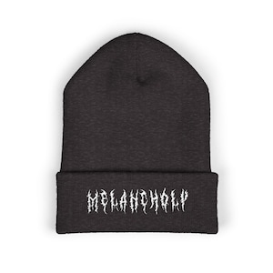 Melancholy Embroidered Beanie, Winter Hat, Beanie, Gift for Him, Gift for Her, Streetwear Accessory
