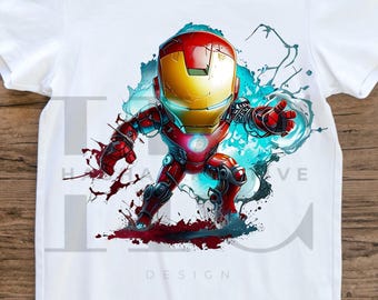 4 Iron Man Splash and Watercolor Digital design PNG files for sublimation and print - Digital PNG Download - High Resolution