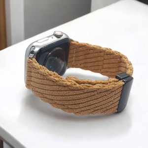 Braided Nylon Apple Watch Band - Sand Stretch Solo Loop Strap for 38mm 40mm 41mm 42mm 44mm 45mm - Unisex Smartwatch Gift.