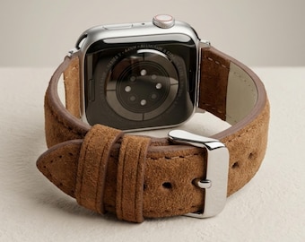 Brown Suede Leather Apple Watch Band, Vintage Strap for Ultra 2