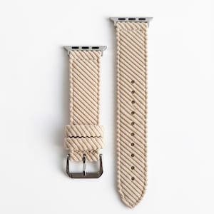 Beige Braided Nylon Apple Watch Band: Stretch Solo Loop