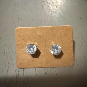 1/4 & 1/8 inch cubic zirconium 1/2 inch stud earrings stainless steel hypoallergenic with backs