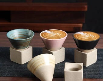 Retro Keramik dreieckigen Kegel Becher Japanischen Stil Keramik Kaffee Teebecher Handgefertigte Retro Tasse, Ideal für Home Geschenke für Ihn Sie