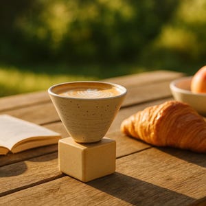 Retro Keramische Kegel Mok Creatieve Handgemaakte Driehoekige Kegelvorm Aardewerk Koffiemok Met Basis Porseleinen Latte Kop Ruw Keramiek