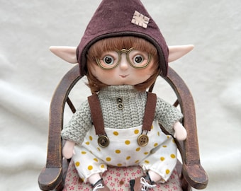 MATTEO - Handmade Fabric, Polymer clay OOAK Art Doll / Elf / Fairy