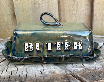 Handmade Ceramic Pottery Irish Block Butter Dish | Unique Ceramic Design