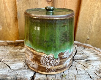 SALE!  Large Green Mushroom Jar | Gorgeous Drippy Green Mushroom Jar | Bright Green Mushy Jar