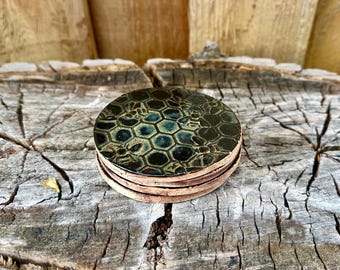 Set of Two Handmade Bee Ceramic Pottery Coasters - Unique Honey Bee Design - Discounted Seconds