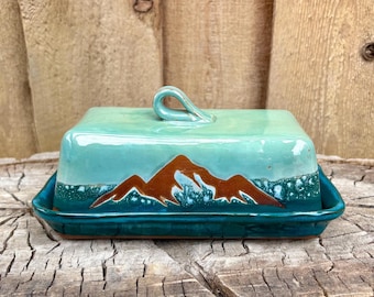Handmade Ceramic Mountain Irish Block Butter Dish | Unique Ceramic Design