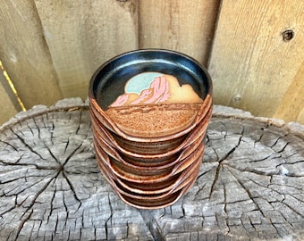 Handmade Hand Painted Glittery Starr Desert Plateau Moon Large Spoon Rest - Unique Kitchen Decor