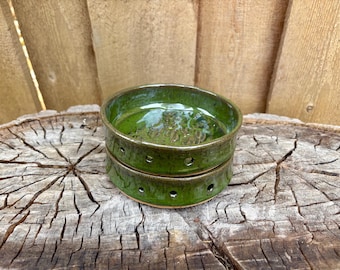 Handmade Cactus Herb Puller Bowl - Green Herb Stripper with Saguaro Texture