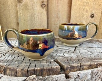 Petite tasse marbrée faite main de montagne d'or - Verres à café uniques d'artisan