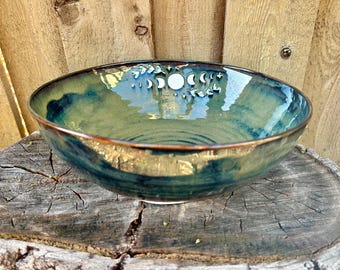 Handmade Porcelain Luna Lunar Moon Sequence Serving Bowl | Unique Pottery Ceramic Decor