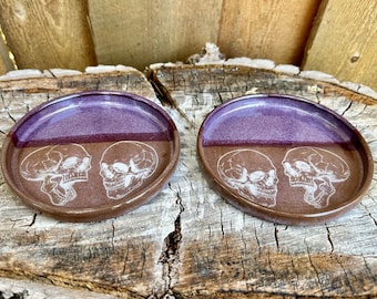 Purple Skull Catch All Dish | Unique Halloween Dish | Jewelry Dish | Key Holder | Entry Way Dish | Go To Jewelry Tray | Medium Tray | Skulls