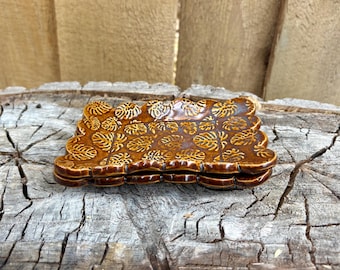 Handmade Rectangle Scallop Edge Monstera Plate | Catch All Dish Jewelry Tray Soap Dish