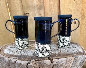 Handmade Skull Ceramic Travel Mug with Silicone Lid - Discounted Seconds