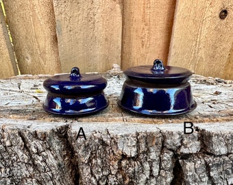 Tiny Lidded Jar | Jewelry Jar | Minature Lidded Jar | Cobalt Blue Lidded Jar | Mini Lidded Jar | Jewelry Lidded Jar | Bedside Jewelry Jar