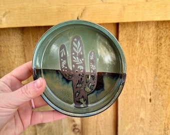 Floral Cactus Catch All Bowl | Floral Saguaro Jewelry Dish | Entry Way Dish | GoTo Jewelry Tray | Medium Unique Tray | Cacti Catch All Dish