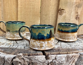 Handmade Skull Mug with Marbled Clay: Unique Witchy Mug