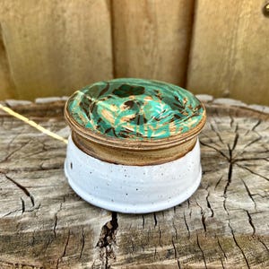 Discounted Seconds: Handmade Marbled Clay Floral French Butter Crock - Unique Pottery Ceramics