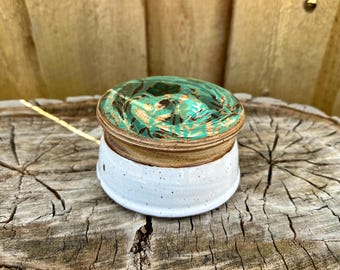 Discounted Seconds: Handmade Marbled Clay Floral French Butter Crock - Unique Pottery Ceramics