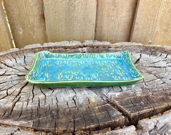 Handmade Ceramic Pottery Cactus Saguaro Plate Tray Dish for Jewelry Kitchen or Bathroom