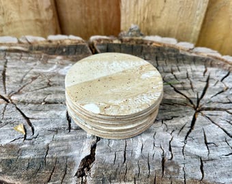 Set of Three Handmade Ceramic Marbled Pottery Coasters - Unique Simple Design - Discounted Seconds