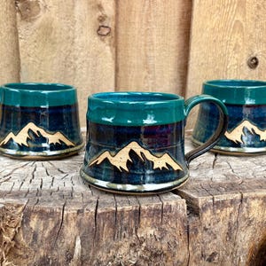 Handmade Sunset Mountain Ceramic Mug | Lunar Glaze