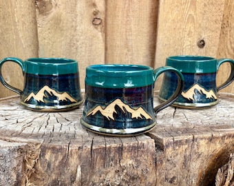 Handmade Sunset Mountain Ceramic Mug | Lunar Glaze