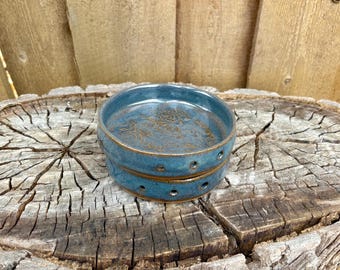 Handmade Cloud Wave Herb Puller Bowl - Blue Texture Herb Stripper