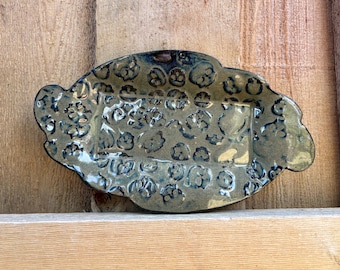 Handmade Ceramic Pottery Skull Oval Serving Plate - Unique Decorative Display Dish