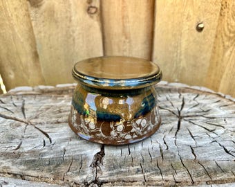 Handmade Ceramic Pottery French Butter Keeper with Unique Skulls Design | butter crock