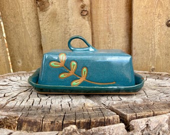 Handmade Ceramic Plant Leaf UK Irish Block Butter Dish | Unique Ceramic Design