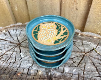 Handmade Hand Painted Owl Large Spoon Rest - Nature Kitchen Decor
