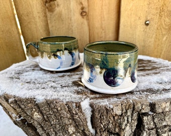 Blue Moon Sequence White Bronze Handmade Mug | Cloudy Night Glaze | Pottery handmade | Handmade Mug | Handmade Lunar Cosmic Mug | Moon Mug