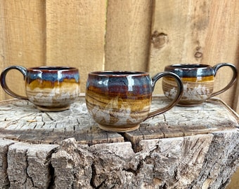 Handmade Mountain Mug with Marbled Clay: Unique Mnt Espresso Mug