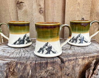 Handmade Mountain Ceramic Mug: Outdoorsy Mug
