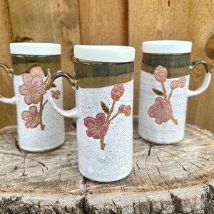 Floral Cherry Blossom Travel Mug | Handmade Travel Mug | To-Go Mug | Silicone Lids | Travel Mug w Cherry Blossoms | Popular Travel Mug