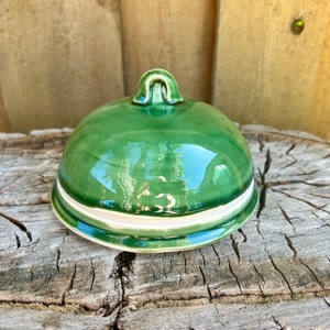 SALE! Handmade Hand Painted Green Nature Mosaic Butter Dish - Unique Rustic Kitchen Decor - DISCOUNTED SECONDS