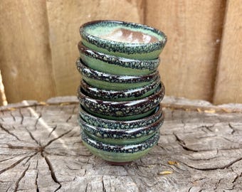 Set of 2 Handmade Brown Green Ramekins – Tiny Artisan Bowls