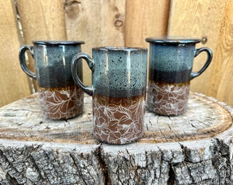 Magnolia Blue Lidded Mug | Iron Glaze w/ White Magnolia | Floral design | Layered Mug | Pottery handmade | HandmadeMug | Personalized Gift