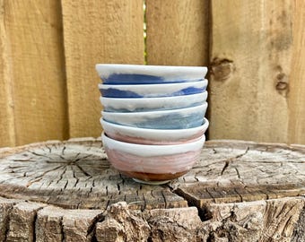Set of Three Small Handmade Porcelain Bowls | Unique Pottery Ceramics Collection | Discounted Seconds